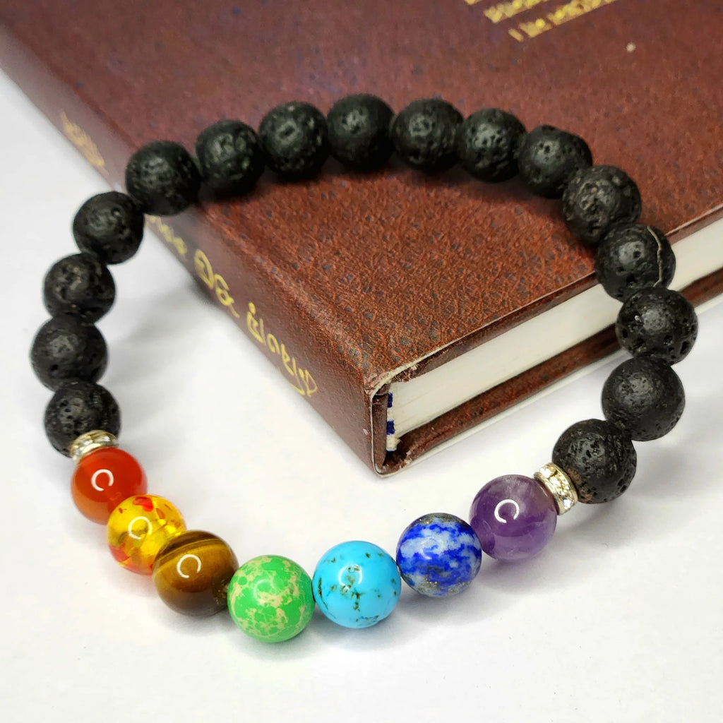 SEVEN CHAKRAS LAVA STONE BRACELET
